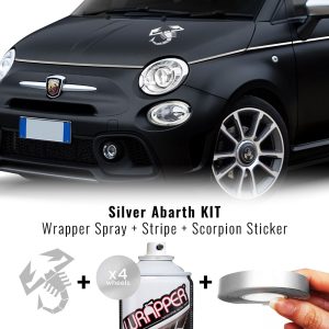 Decor Kit Adesivo per 500 Abarth con Scorpione, Argento