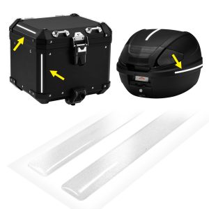 Strisce Adesive 3D Rifrangenti per Bauletti Moto, Bianco, 1 x 30 cm