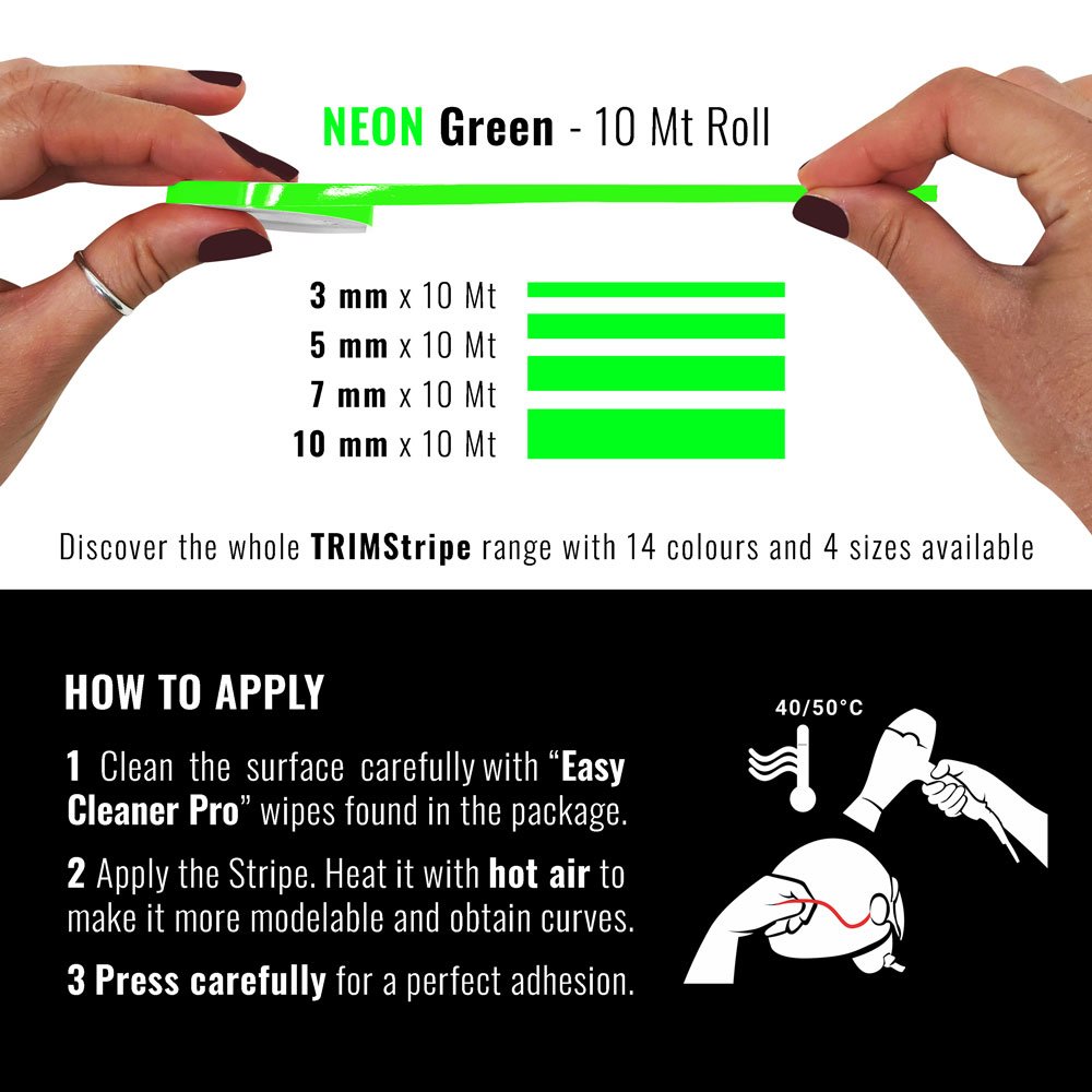 Trim Stripe Strisce Adesive per Auto, Fluo Verde - immagine 3