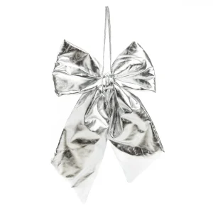 Fiocco in ecopelle metallizzata di colore argento, 52X79CM